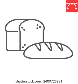 Bakery line icon, grocery store and food, bread vector icon, vector graphics, editable stroke outline sign, eps 10.