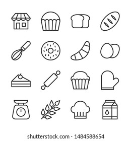 Bakery line icons set vector illustration