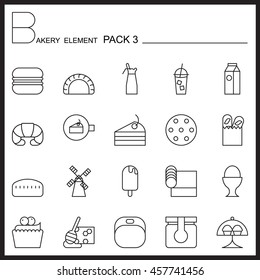 Bakery line icons set.Mono icons pack 3.