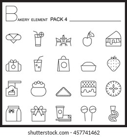 Bakery line icons set.Mono icons pack 4.