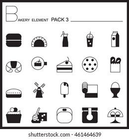 Bakery line icons set.Mono icons pack 3.