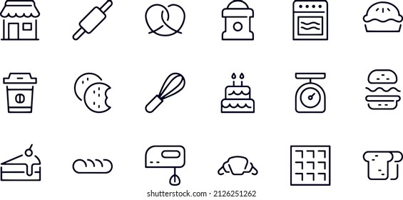 Bakery line icons vector design 
