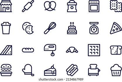 Bakery line icons vector design 