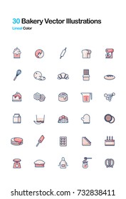Bakery Lineal Color Vector Illustrations