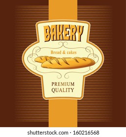 Bakery. loaf, baguette, baked goods, croissant, cupcake, bagel. labels, pack for bread wheat ear of wheat spica