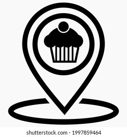 Bakery location. Baking sale. Cafe logo. Flour products. Vector icon.