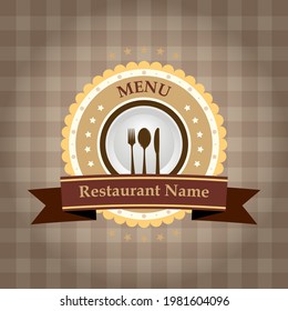 Bakery Logo Background Abstract Vector Brown Bun Food and Drink Restaurant Logo Menu Icon Coffee Bar Logo Knife and Spoon Fire Grills