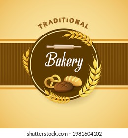 Bakery Logo Background Abstract Vector Brown Bun Food and Drink Restaurant Logo Menu Icon Coffee Bar Logo Knife and Spoon Fire Grills