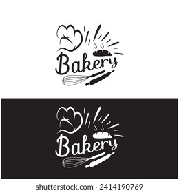 Bakery logo badge retro vector illustration.for cupcake,bakery.cake Vintage typography logo design.