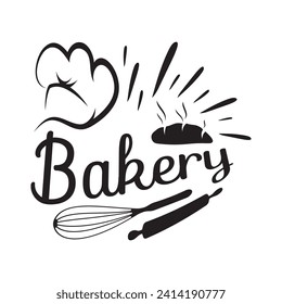 Bakery logo badge retro vector illustration.for cupcake,bakery.cake Vintage typography logo design.