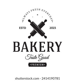 Bakery logo badge retro vector illustration.for cupcake,bakery.cake Vintage typography logo design.