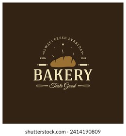 Bakery logo badge retro vector illustration.for cupcake,bakery.cake Vintage typography logo design.