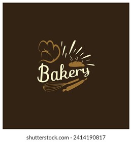 Insignia del logo de la panadería ilustración retro vectorial. Para cupcake, panadería.cake Diseño del logo de la tipografía de época.