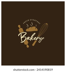 Bakery Logo-Button retro Vektorgrafik.für Cupcake, Bäckerei.cake Vintage Typografie Logo Design.