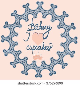  bakery logo badge. vector illustration with cupcakes