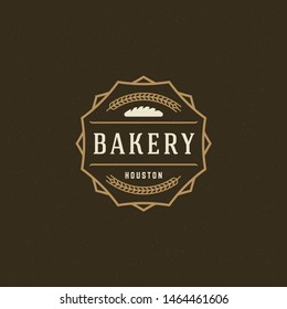 Bakery logo or badge vintage vector illustration loaf silhouette for bakery shop. Retro typographic logotype design.