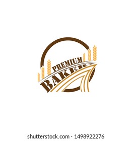 Bakery Logo Badge with wheat
