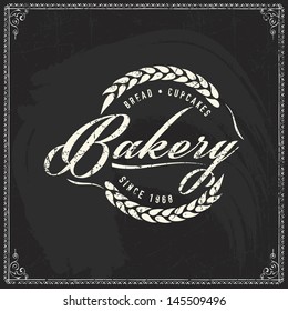 bakery logo baked bread stamp vintage chalk label blackboard dessert retro bakery labels for vintage design chalk typography design on blackboard bakery logo baked bread stamp vintage chalk label blac