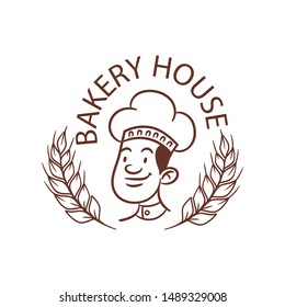 bakery logo with a baker on a white background vector illustration