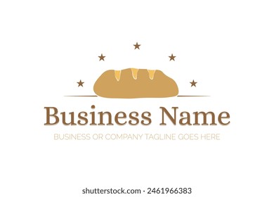 Bakery Logo with Bread Loaf Illustration and Stars
