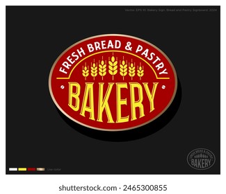 Bakery logo. Bread and pastry sign. Lettering  and a few spikelets into rounded badge.