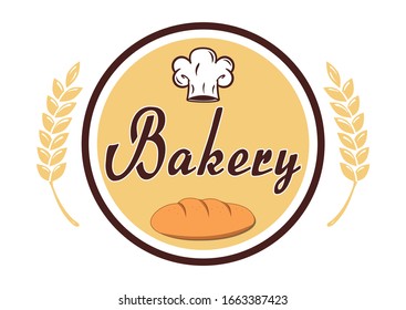Bakery logo. Bred, hat, wheat spice. bakery circle logo