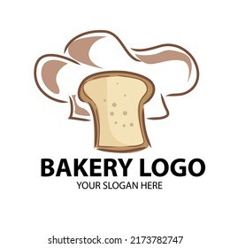 Bakery logo character design. Bread with toque on white background.