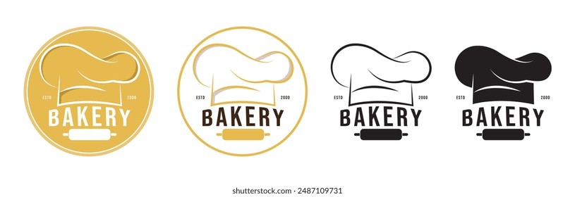 Bäckerei-Logo-Koch-Kuchen-Design-Vektorgrafik isolierter weißer Hintergrund