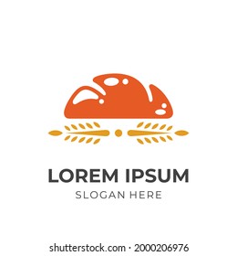 concepto de logotipo de panadería con color naranja plano