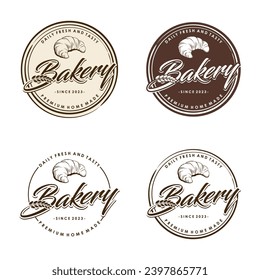 Bakery Logo Design Bake and Cake Pastry Simple Homemade Badge Template vector illustration