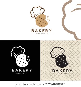 Bakery Logo Design with Chef Hat and Cookie Icon | Minimal Vintage Food Logo