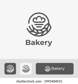 Bakery Logo Design in Circle With Wheat Icon Combination, Minimal and Simple Bread Logo Template