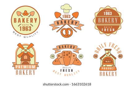 Bakery Logo Design Collection, Fresh Bread Best Quality Vector Illustration on White Background