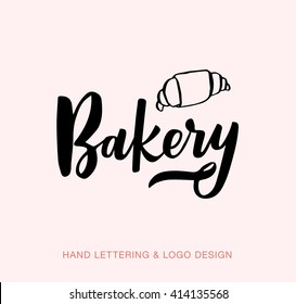 The bakery logo design concept for print and web projects. Food shop background. Modern calligraphy and hand lettering.