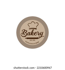 Diseño del logotipo de panadería con estilo plano de panadería chef sombrero color vectorial ilustración