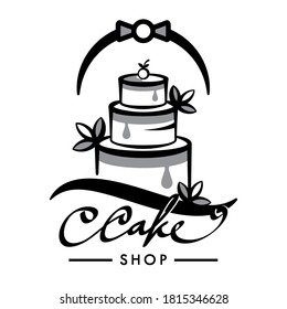un diseño de logo de panadería en forma de una hermosa y bonita ilustración de torta de cumpleaños, para una panadería de trigo y el logo de comida procesada.