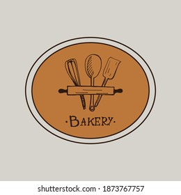 Logo für die Bäckerei. Eine Idee für Café, Bakeshop, Muffin Shop, Desserts. Handgezeichnetes Design