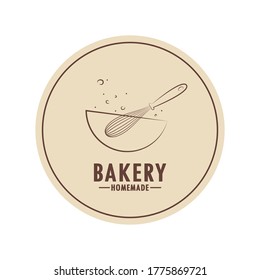 Diseño del logo de la panadería. Vector de signos de panadería. Diseño del logo de Whisk.