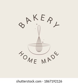 Bakery logo design. Bakery sign vector. Whisk logo design.