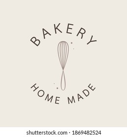 Bakery Logo Design. Bakery Sign Vector. Whisk Logo Design.