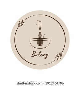 Diseño del logo de la panadería. Vector de signos de panadería. Diseño del logo de Whisk.