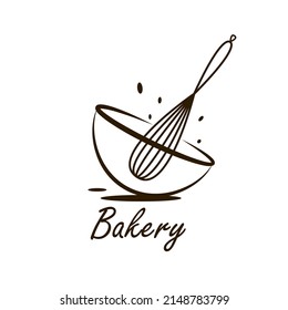 Bakery logo design. Bakery sign vector. Whisk logo design.