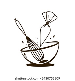 Bakery logo design. Bakery sign vector. Whisk logo design.