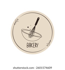 Bakery logo design. Bakery sign vector. Whisk logo design.