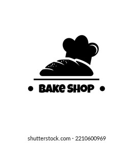 Bakery logo design with silhouette of bakery and toque illustration