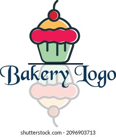 Bakery Logo Design Simple Homemade Cupcake Idea. Cupcake, Cake Shop Logo, vector logo template vector Icon Style Illustration Logo Design for Fresh Bakery Products