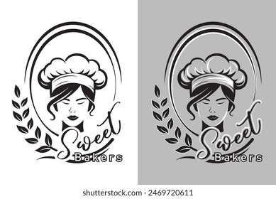 Bakery Logo Design Template, Black and White Simple Logo Design, Street Food Shop Brand Logo