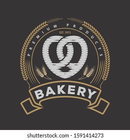Bakery logo design template with Pretzel. Vector illustration