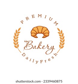 bakery logo design. with wheat and bread concept in vintage style.