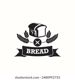 Bäckerei Logo Design. Mit Weizen und Brot Konzept im Vintage-Stil.